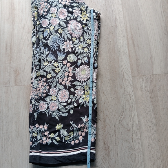 Loft Wide Leg Flowy Pants Drawstring Floral Navy Blue Pink Yellow White Small - Picture 6 of 10